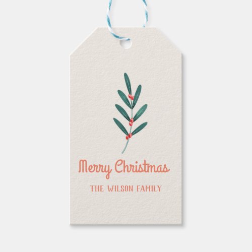 Watercolor mistletoe christmas gift tags