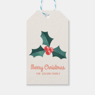 Watercolor mistletoe christmas gift tags