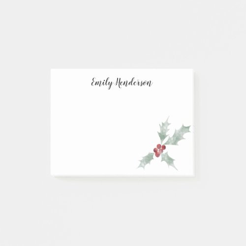 Watercolor Mistletoe Christmas Holiday Post_it Notes