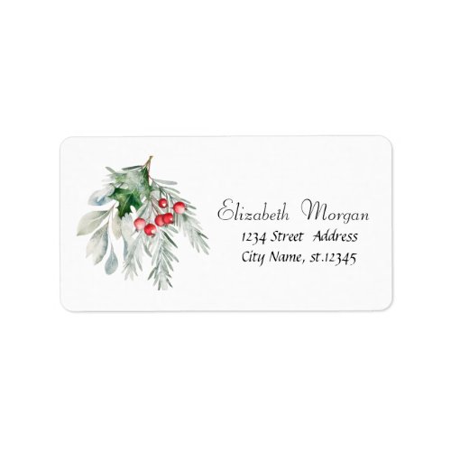 Watercolor Mistletoe Christmas Label
