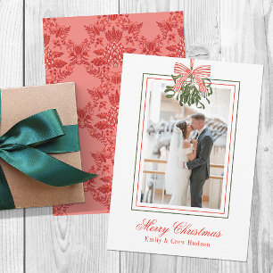Watercolor Mistletoe Christmas Photo Holiday Card