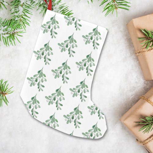 Watercolor Mistletoe Christmas Small Christmas Stocking