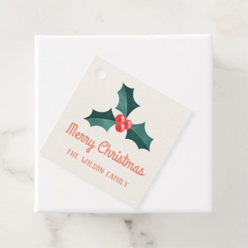 Watercolor mistletoe christmas square sticker favor tags