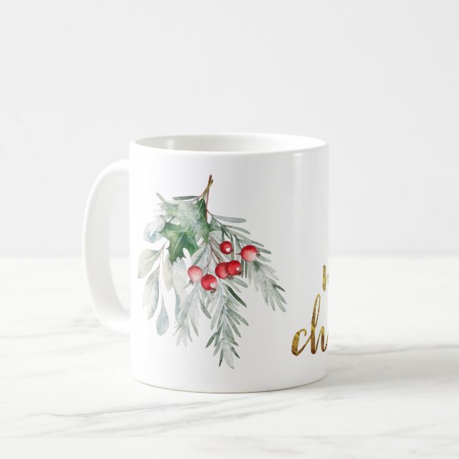 Watercolor Mistletoe Coffee Mug (Front Left)