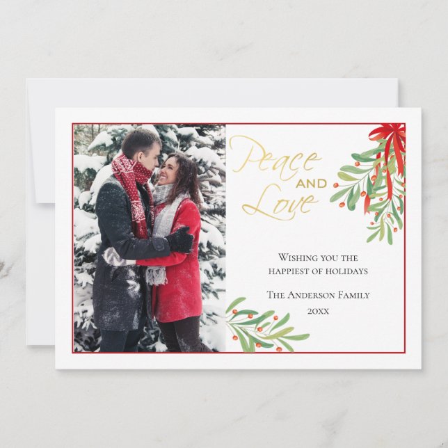 Watercolor Mistletoe | Holiday Photo Card (Front)