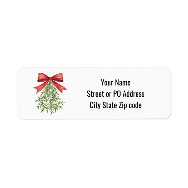 Watercolor Mistletoe Merry Christmas Label (Front)