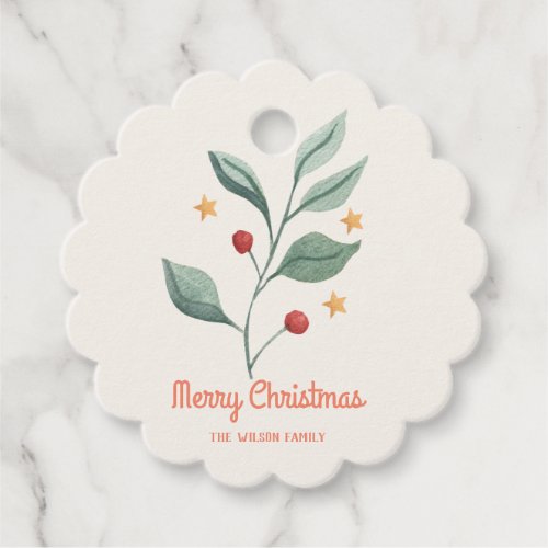 Watercolor mistletoe Star christmas Favor Tags