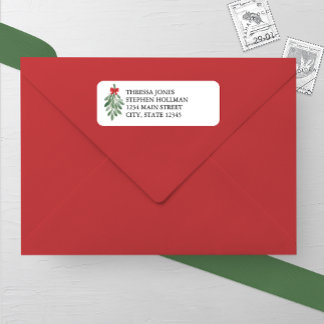 Watercolor Mistletoe Wedding Return Address Labels