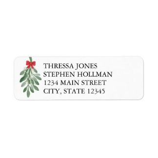 Watercolor Mistletoe Wedding Return Address Labels