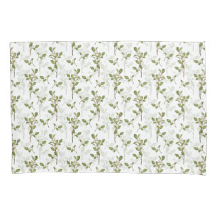 Watercolor Mistletoe Winter Plant Seamless Pattern Pillow Case