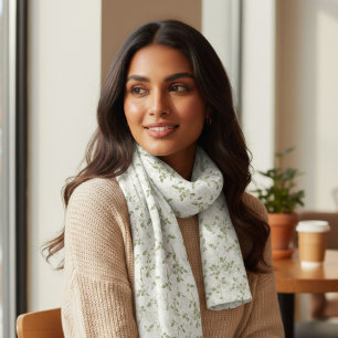 Watercolor Mistletoe Winter Plant Seamless Pattern Scarf