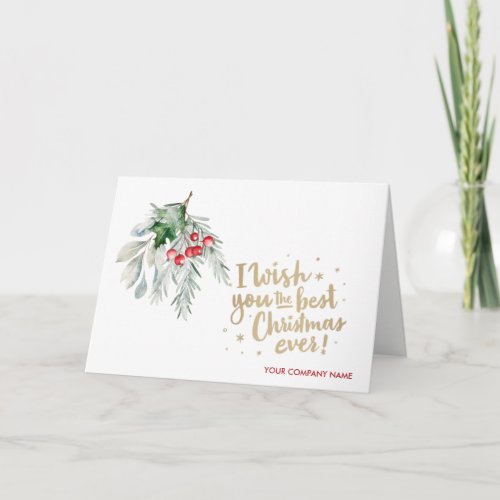 Watercolor Mistletoe Wish You The Best Holiday Card