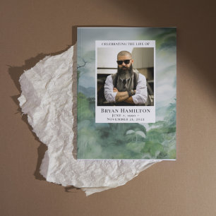 Watercolor Misty Forest Funeral Program