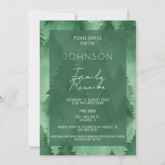 Watercolor Misty Forest Modern Rustic Invitation