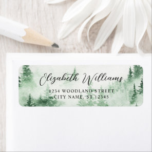 Watercolor Misty Forest Return Address Label