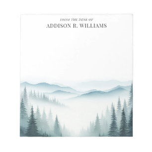 Watercolor Misty Mountains From The Desk Of Notepad