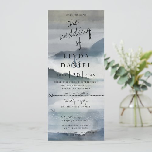 watercolor misty mountains wedding invite w rsvp