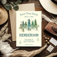 Watercolor Misty Wood Retro Rustic Family Reunion