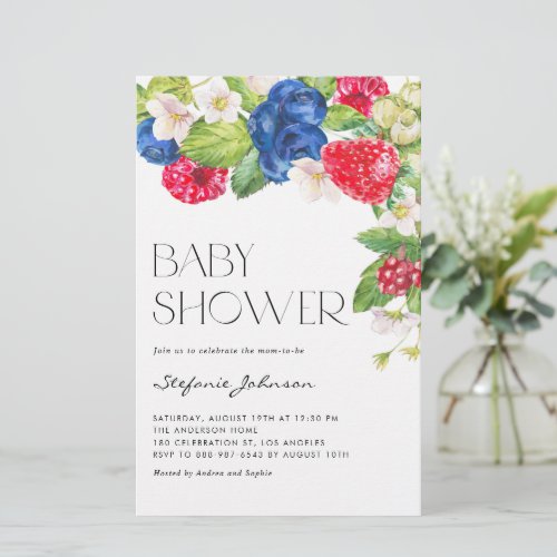 Watercolor Mixed Berries Baby Shower Invitation