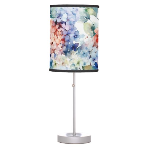 Watercolor Mixed Color Hydrangea Flowers  Table Lamp