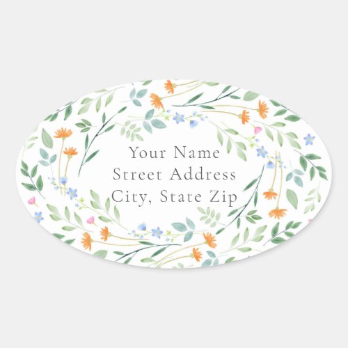 Watercolor Mixed Floral Frame labels