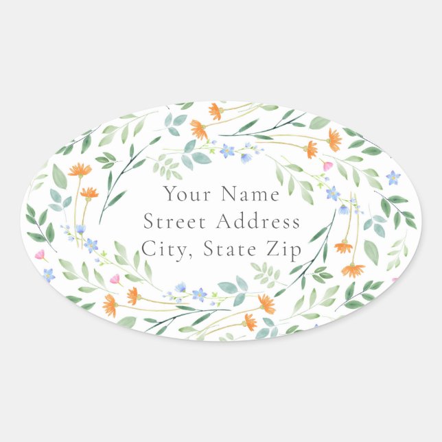 Watercolor Mixed Floral Frame labels (Front)