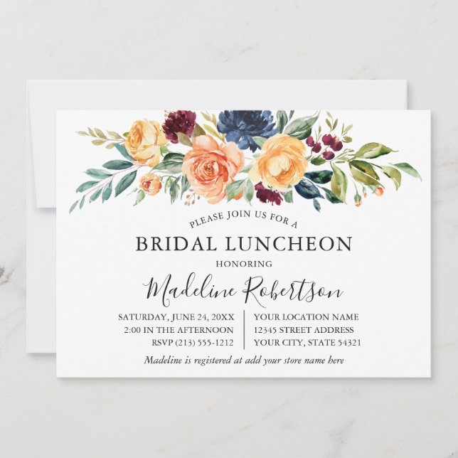 Watercolor Mixed Floral Greenery Bridal Luncheon Invitation (Front)