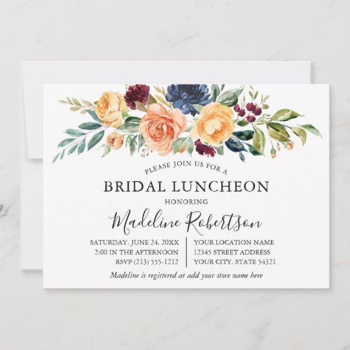 Watercolor Mixed Floral Greenery Bridal Luncheon Invitation