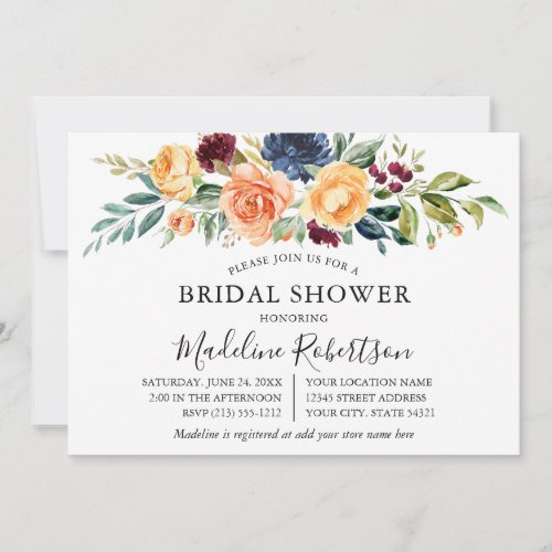 Watercolor Mixed Floral Greenery Bridal Shower Invitation