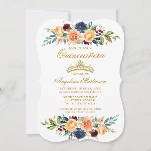 Watercolor Mixed Floral Greenery Quinceanera Invitation