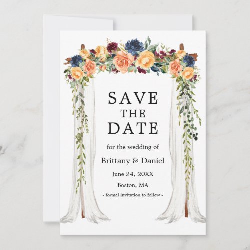 Watercolor Mixed Floral Greenery Wedding Canopy Save The Date
