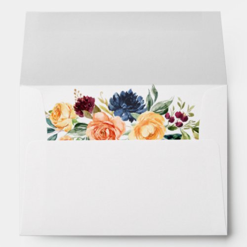 Watercolor Mixed Floral Greenery Wedding Envelope