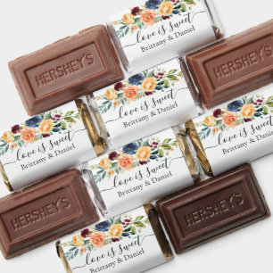 Watercolor Mixed Floral Greenery Wedding Hershey's Miniatures