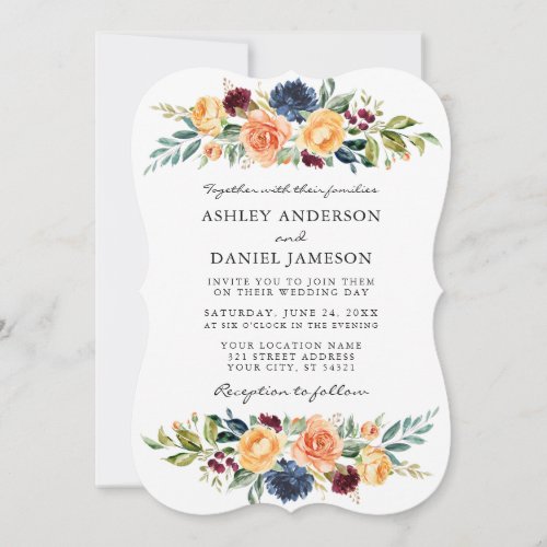 Watercolor Mixed Floral Greenery Wedding Invitation