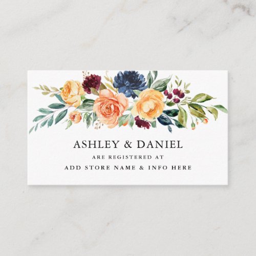 Watercolor Mixed Floral Greenery Wedding Registry  Enclosure Card