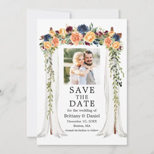 Watercolor Mixed Floral Wedding Canopy Photo Save The Date