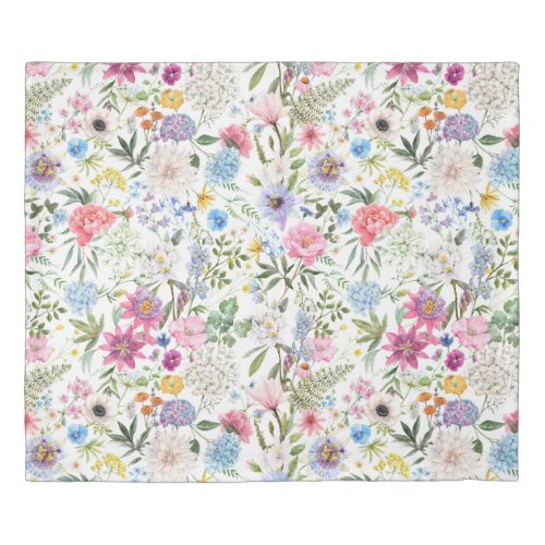 Watercolor Mixed Garden Flowers 