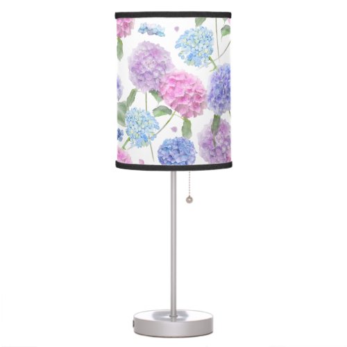 Watercolor Mixed Garden Hydrangea Flowers  Table Lamp
