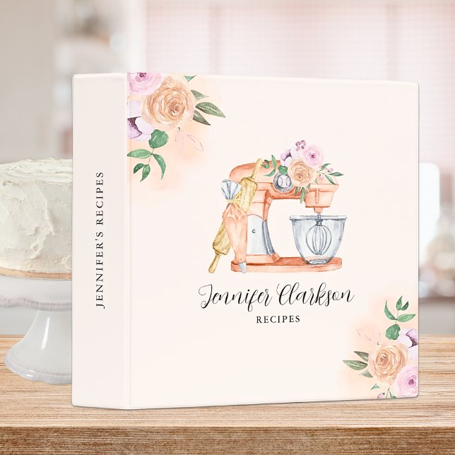 Watercolor Mixer Cake Recipe Book 3 Ring Binder (Creator Uploaded)