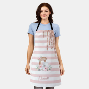 Watercolor Mixer,Flowers,Glitter Drips, Stripes Apron