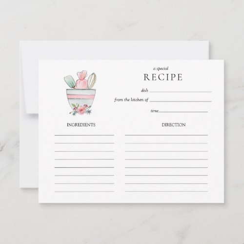 Watercolor Mixing Bowl with utensils Recipe card