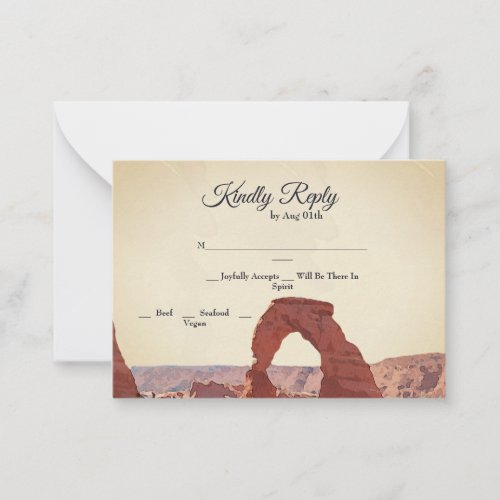 Watercolor Moab Arches Park Utah RSVP Card