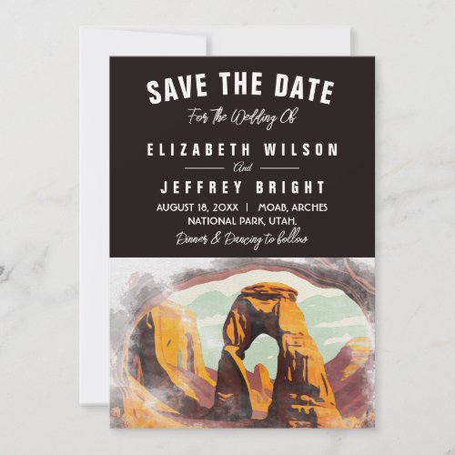 Watercolor Moab Arches Park Utah Save the Date Invitation