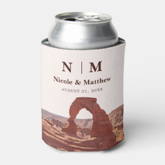 Watercolor Moab Arches Park Utah Wedding Can Cooler
