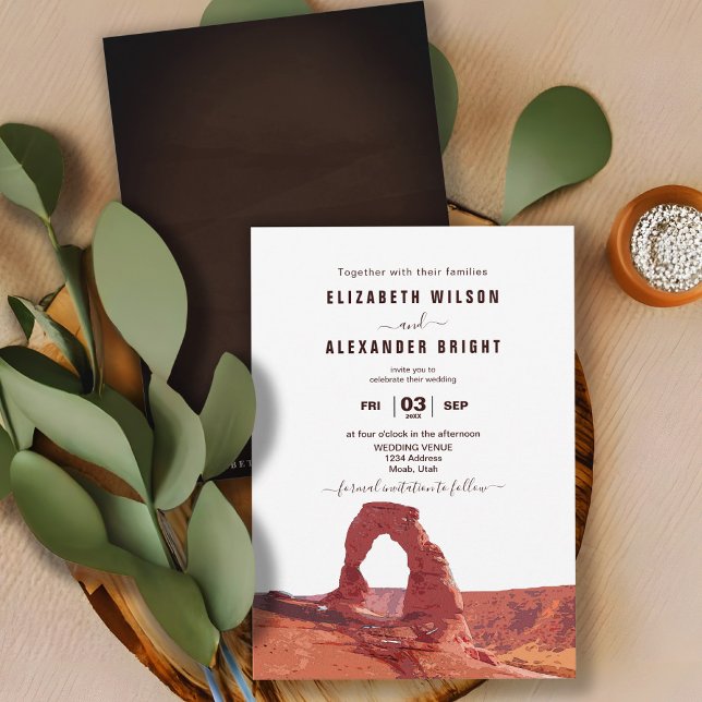 Watercolor Moab Arches Park Utah Wedding Invitatio Invitation (Creator Uploaded)