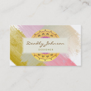 Watercolor Modern Abstract Elegant Damask Artist Business Card