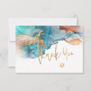 Watercolor Modern Abstract Mitzvah THANK YOU  