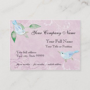 Watercolor Modern Birds Swirls Lilac Lavender Business Card by EverythingBusiness at Zazzle