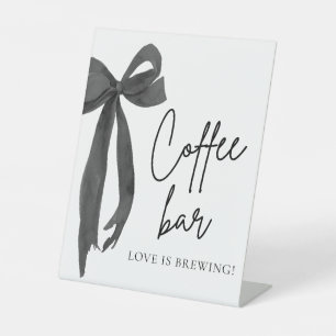 Watercolor Modern Black Bow Coffee Bar Sign