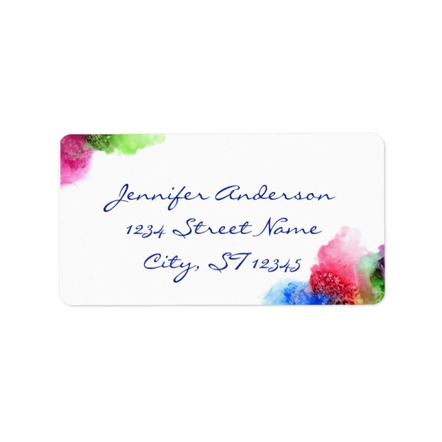 Watercolor Modern Blue Green Red Personalized Label (Front)